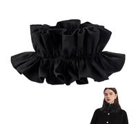 AHANDMAKER Faux collier détachable en coton noir avec design vintage plissé, accessoire de cou à volants inspiré du costume Pierrot pour cosplay, tenues historiques, usage quotidien