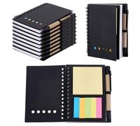 AHANDMAKER Lot de 10 carnets à spirales lignés avec stylo, notes adhésives colorées, 12,7 x 10,2 cm, couverture rigide lignée pour la maison, le travail, le bureau