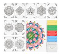 AHANDMAKER Lot de 10 cartes de vœux et de remerciement à colorier sur le thème de la fleur mandala avec 5 couleurs, 10 enveloppes incluses (20,3 x 15,2 cm)