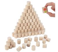 AHANDMAKER Lot de 100 blocs de bricolage en bois - 25 x 25 mm - Petit cylindre en bois non traité - Baguettes rondes en bois non traité - Pour bricolage, puzzle, peinture, construction, sculpture