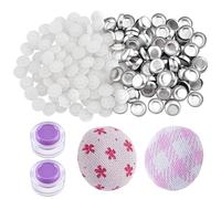 AHANDMAKER Lot de 100 boutons de recouvrement avec outils en aluminium - Boutons recouverts de tissu - Accessoires pour projets de couture, vêtements, travaux manuels, cadeaux et décoration de la