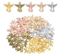 AHANDMAKER Lot de 100 breloques d'ange 5 couleurs, petits anges gardiens, jolies ailes d'ange en métal pour la fabrication de bijoux, colliers, bracelets, boucles d'oreilles, porte-clés, loisirs
