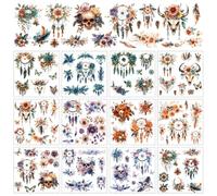 AHANDMAKER Lot de 12 feuilles d'autocollants de transfert attrape-rêves de style tribal de style littéraire pour salle d'étude, librairie, café, décoration d'intérieur, 14 x 14 cm