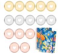 AHANDMAKER Lot de 15 disques de reliure en alliage, 3 couleurs, anneaux de reliure en forme de cœur pour ajouter des pages supplémentaires, 35 mm