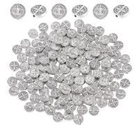 AHANDMAKER Lot de 150 perles en forme de croix argentées antiques, plates, rondes, double face, en métal, style tibétain, pour la fabrication de bijoux, bracelets, colliers