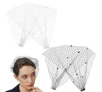 AHANDMAKER Lot de 2 bandeaux en voile noir et blanc - Pour mariage - Vintage - En maille simple couche - Pour la mariée et le thé, multicolore, 43