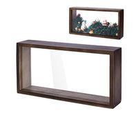 AHANDMAKER Lot de 2 cadres photo marron en acrylique - Boîtes de présentation en bois pour fleurs séchées - Boîte de rangement pour décoration d'intérieur, spécimens et travaux manuels - 13 x 5,3 x 26
