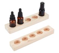 AHANDMAKER Lot de 2 présentoirs en bois pour huiles essentielles, 5 emplacements pour huiles essentielles, huiles essentielles, parfums, bouteilles de vernis à ongles