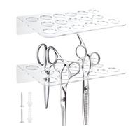AHANDMAKER Lot de 2 supports muraux en acrylique transparent pour ciseaux de coiffure, salon de coiffure, barbier, décoration rectangulaire, 12,4 x 20 x 4,1 cm