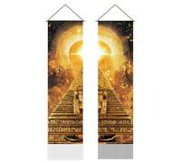 AHANDMAKER Lot de 2 tapisseries pyramidales de l'Égypte ancienne, longue tapisserie verticale, rideau de porte mythologique à suspendre au mur pour chambre à coucher, salon, 33 x 130 cm