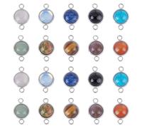 AHANDMAKER Lot de 20 connecteurs de pendentifs en pierres naturelles et synthétiques mélangées, 10 styles de maillons ronds pour colliers, bracelets, bijoux, Pierre, Turquoise créée