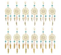 AHANDMAKER Lot de 20 porte-clés attrape-rêves dorés faits à la main en métal avec fermoirs mousquetons pour sac à clés, maison, voiture, fabrication de bijoux - 95 mm de long