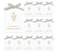 AHANDMAKER Lot de 22 cartes de demande de demoiselle d'honneur avec nœud en ruban, cartes d'invitation pour mariage, fête prénuptiale, vert