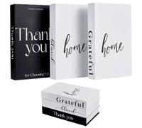 AHANDMAKER Lot de 3 livres décoratifs « Thankful Grateful Blessed » pour décoration d'intérieur, ferme, rustique, empilés, faux livres, boîtes de rangement en papier pour table basse, bibliothèque