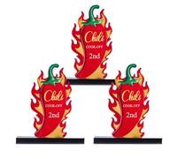 AHANDMAKER Lot de 3 médailles acryliques piment poivre trophée 1er 2ème 3ème place piment chef compétition trophées prix pour compétition de chef festival fête récompensation décorations