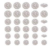 AHANDMAKER Lot de 30 boutons en strass argentés - Fleurs - Strass - À coudre sur les vêtements - Ornements en cristal pour manteaux - Décoration de vêtements - 12/15/18 mm