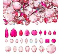 AHANDMAKER Lot de 360 strass en acrylique de couture - 12 modèles - Pour textiles - Rose - Strass plat - Pour travaux manuels, costumes, vêtements, chaussures, joaillerie - Rose - 8 à 30 mm
