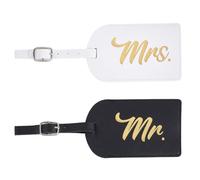 AHANDMAKER Lot de 4 étiquettes de bagage Mr et Mrs - 2 couleurs - Identifiants de confidentialité - Pour mariage, lune de miel, mariage - Cadeaux de voyage pour couples, mari, épouse, hommes et femmes