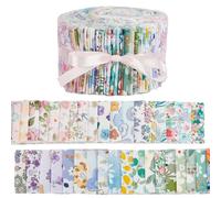 AHANDMAKER Lot de 40 bandes de matelassage en coton - Motif floral dense - Rouleau de gelée - Style floral mignon - Bandes de tissu pour matelassage, patchwork, couture DIY