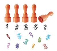 AHANDMAKER Lot de 5 mini tampons en caoutchouc en bois avec dragon chinois, rond traditionnel et oriental pour la fabrication de scrapbooking, cartes, poterie, argile