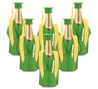 AHANDMAKER Lot de 6 housses de bouteille de vin bleues pour enterrement de vie de jeune fille - Couvertures de bouteille de vin de remise de diplôme - Décoration pour fête de remise de diplôme, Vert,