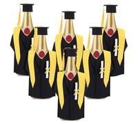 AHANDMAKER Lot de 6 housses de bouteille de vin bleues pour enterrement de vie de jeune fille - Couvertures de bouteille de vin de remise de diplôme - Décoration pour fête de remise de diplôme, Noir ,