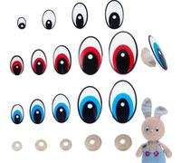 AHANDMAKER Lot de 72 yeux ovales de sécurité, 3 couleurs au crochet avec rondelles, yeux de poupée kawaii pour animaux en peluche, Amigurumis au crochet, ours et poupées