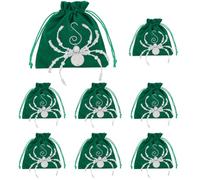 AHANDMAKER Lot de 8 araignées de Noël avec sac vert et perles de cristal, cadeaux miracles à suspendre pour sapin de Noël, intérieur, fenêtre, cadeau de fête, décoration de vacances