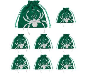 AHANDMAKER Lot de 8 araignées de Noël avec sac vert et perles de cristal, cadeaux miracles à suspendre pour sapin de Noël, intérieur, fenêtre, cadeau de fête, décoration de vacances