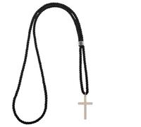 AHANDMAKER Lot de 8 colliers en cordon avec croix pour ministre spirituel | Collier avec croix en acier inoxydable, corde tressée, cordon noir avec croix argentée, cadeau pour homme