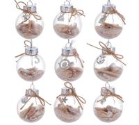AHANDMAKER Lot de 9 décorations de plage d'été côtières avec message de plage, bouteilles de Noël, océan, pot de sable, décorations à suspendre pour maison, arbre de Noël, décoration à suspendre pour