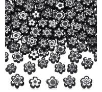 AHANDMAKER Millefiori Lot de 112 perles en verre soufflé assorties pour fabrication de bijoux Noir
