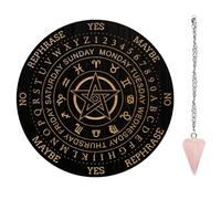 AHANDMAKER Pendule de sorcière en bois avec cristal de quartz rose - Outils de divination pour décoration d'autel spirituel - Constellation d'étoile à 5 branches - 19,8 cm