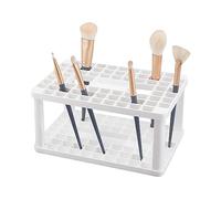 AHANDMAKER Porte-Pinceaux, 71 Trous Support de Brosse de Maquillage Organisateur Support de Stockage de Caisse de Brosse en Plastique pour Peinture Crayon Marqueur Eye-Liner Pinceau Cosmétique, Blanc