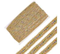 AHANDMAKER Ruban de bordure en dentelle dorée de 18 m de long et 1,6 cm de large - Garniture tressée décorative tissée pour sac de couture, loisirs créatifs, rideaux, abat-jours