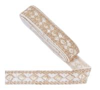 AHANDMAKER Ruban jacquard blanc de 9,1 m de long - 4,5 cm de large - Motif losange avec paillettes tissées - Style ethnique - Pour couture, décoration de vêtements