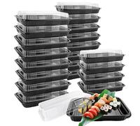 AHAQU 20 pièces Plateaux de Buffet réutilisables avec couvercles, Plateaux de Restauration de buffets en Plastique 264 x 200 x 62 mm, Plateaux de Plateau de Sandwich pour Les Aliments de fête, Buffet