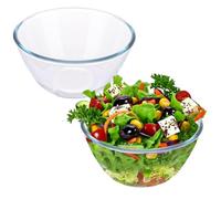 AHAQU Lot de 2 saladiers en verre de 1 L pour servir dessert, fruits, bagatelles, chips, lave-vaisselle, micro-ondes, congélateur et four