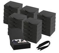 AHAQU Lot de 20 boîtes cadeaux noires avec couvercles, 24 x 24 x 6 cm en carton kraft, boîtes de présentation carrées en papier pour mariage, anniversaire, Noël, fête