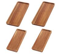 AHAQU Lot de 4 plateaux de service en bois d'acacia avec bord surélevé, planches de service en bois pour présenter des collations, fruits, sushis, fromage, bougies, décoration alimentaire