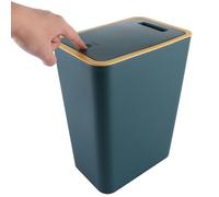 AHAQU Poubelle de 12 l avec couvercle, poubelle à bouton poussoir pour cuisine, poubelle fine en plastique pour salle de bain, chambre, salon, bureau, toilettes, vert