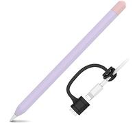 AHASTYLE Bicolore Coque pour Apple Pencil 1ère Génération, Anti-Dérapante Silicone Étui en Protection Apple Pencil 1ere Generation [Kit d'attache D'adaptateur de Câble Ajouté] (Lavande + Rose)