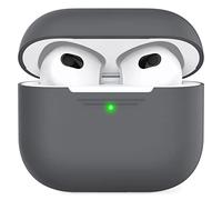 AhaStyle Coque AirPods 3, Étui en Silicone Souple Protection AirPods 3rd Housses Antichoc Intégrales pour Apple AirPods 3ᵉ Génération 2021 (Gris Foncé, sans Mousqueton)