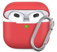 AhaStyle Coque AirPods 3, Étui en Silicone Souple Protection AirPods 3rd Housses Antichoc Intégrales pour Apple AirPods 3ᵉ Génération 2021 (Rouge, avec Mousqueton)