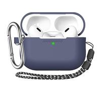 AhaStyle Coque AirPods Pro 2 Silicone Housse Protection AirPods Pro 2ème Génération [avec Mousqueton] Anti-Rayures Antichoc Étui pour Apple AirPods Pro 2 2024/2023/2022 (Bleu Nuit)