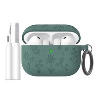 AhaStyle Coque AirPods Pro 3 (2025) Fleur Gravée Mignonne Étui Silicone pour AirPods Pro 3e Génération Antichoc Intégral Housse pour Apple AirPods Pro 3e Gén avec Kit Nettoyage pour Femmes Flles