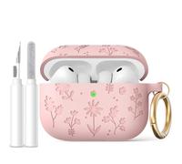 AhaStyle Coque AirPods Pro 3 (2025) Fleur Gravée Mignonne Étui Silicone pour AirPods Pro 3e Génération Antichoc Intégral Housse pour Apple AirPods Pro 3e Gén avec Kit Nettoyage pour Femmes Flles