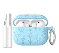 AhaStyle Coque AirPods Pro 3 (2025) Fleur Gravée Mignonne Étui Silicone pour AirPods Pro 3e Génération Antichoc Intégral Housse pour Apple AirPods Pro 3e Gén avec Kit Nettoyage pour Femmes Flles