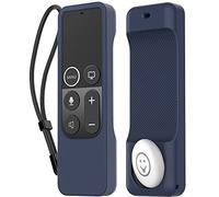 AhaStyle Coque de protection pour télécommande Apple TV Siri avec support AirTag, coque en silicone antidérapante compatible avec 2017 4K [1ère génération] et 2016 HD (bleu nuit)