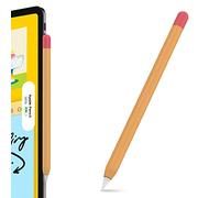AHASTYLE Duotone Coque de protection ultra fine en silicone pour Apple Pencil 2ème génération et Apple Pencil Pro (2024) compatible avec le chargement magnétique et le double robinet (orange + rouge)